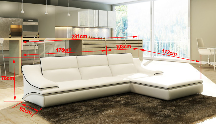 Leather sofa with USB, living landscape corner sofa, corner suite design, modern sofa A1160C