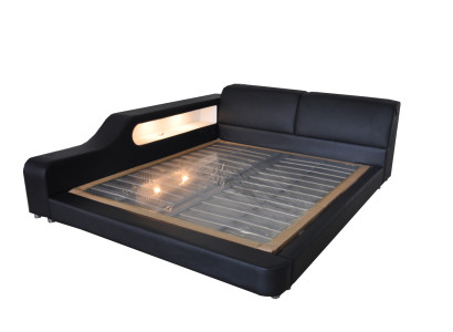 Design bed leather upholstered beds hotel XXL big 200x200cm multifunction shelf USB