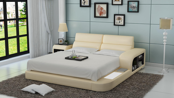 Bed USB Upholstered Bed Luxury Bed Double Bed Marital Bed Beds 200x220cm LB8805 New