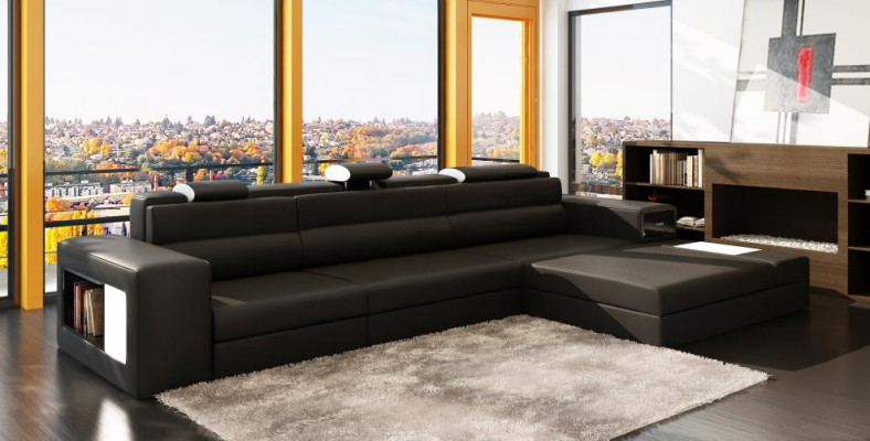 Design sofa, couch, upholstery, corner sofa, suite, living area, leather sofa Haid -G