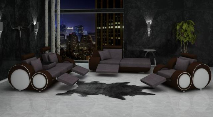 Sofa set leather & fabric material sofa set 3+chaise+1 living landscape