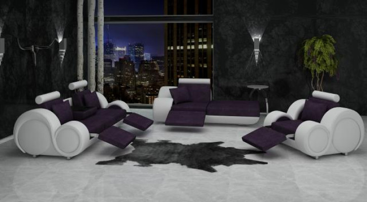Sofa set leather & fabric material sofa set 3+chaise+1 living landscape
