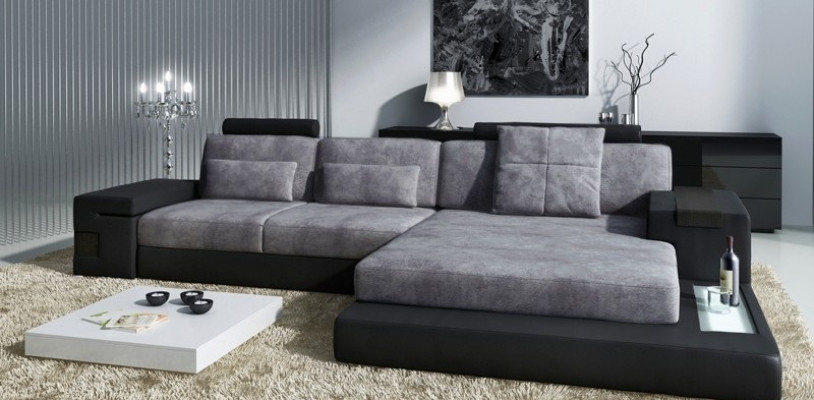 LForm living landscape couch big XXL sofa leather upholstery corner set fabric textile