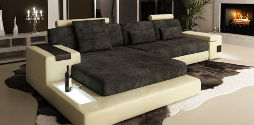 LForm living landscape couch big XXL sofa leather upholstery corner set fabric textile