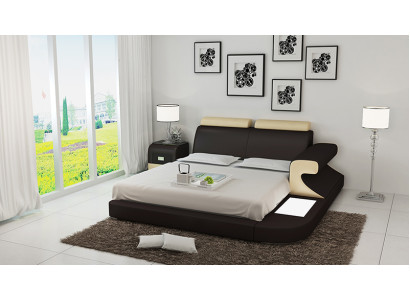Design upholstered double bed modern beds bedroom with USB & shelf 180x200cm