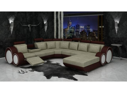 Textile Sofa with USB XXL Living Landscape Fabric Couch Big Sofa Upholstered Corner Sofa New