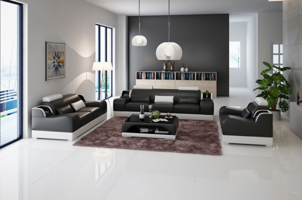 Sofa set Couch Upholstered Sofa 3+3 Complete Set Suites Design Leather 2-piece.