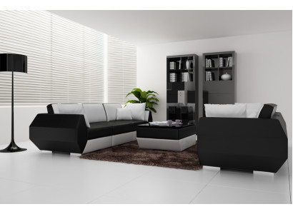Leather sofa couch living landscape 3+3 seater suite design modern