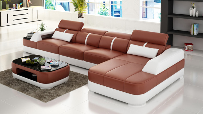 Leather sofa cushion seat corner sofa set living room landscape living room