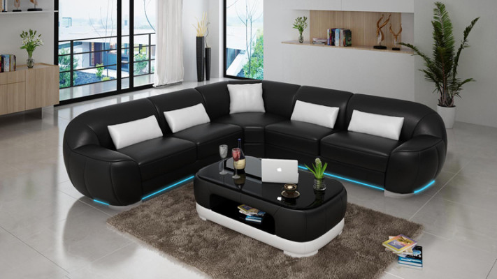 Leather sofa couch sofa living landscape corner sofa corner suite modern design.