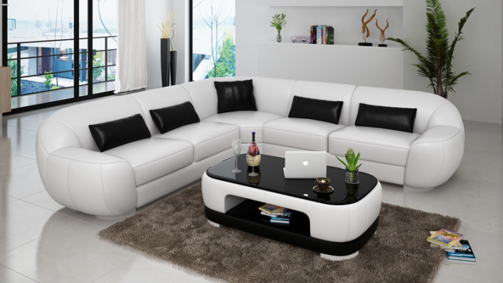 Leather sofa couch sofa living landscape corner sofa corner suite modern design.