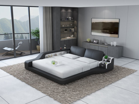 Double luxury design leather bed cushion beds modern hotel multifunction
