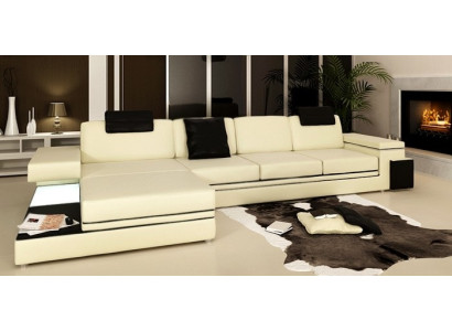 Design leather sofa couch upholstery living landscape corner set corner Tachau BS