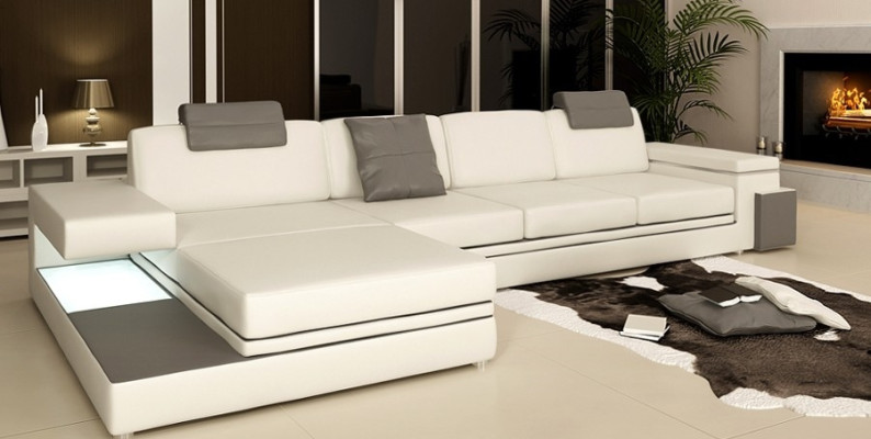 Design leather sofa couch upholstery living landscape corner set corner Tachau BS