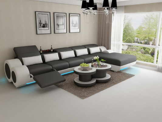 Leather sofa couch sofa living landscape modern corner corner sofa design set