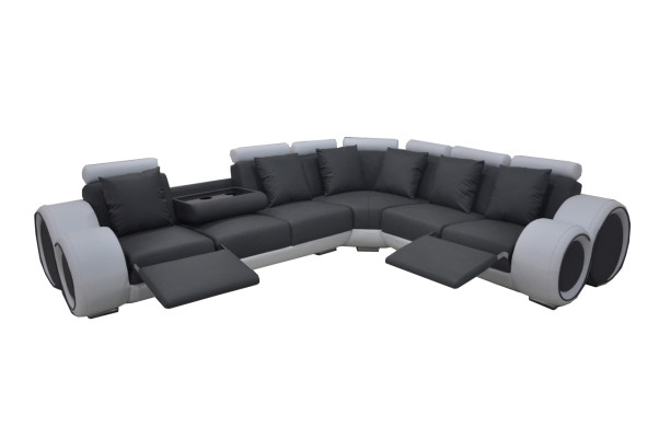 Design leather upholstery XXL seating room sofa couch designer corner ensemble