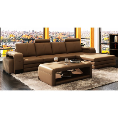 Exclusive leather corner sofa Stylish design for timeless elegance
