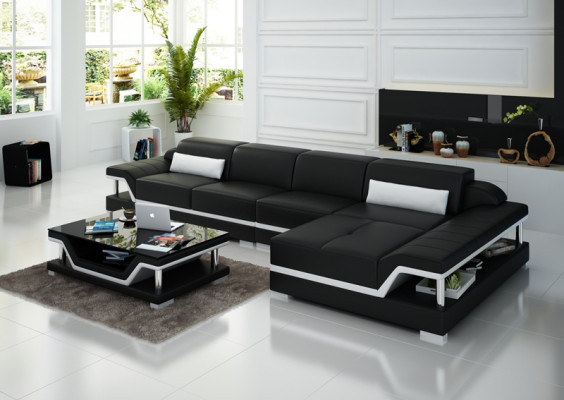 Design Leather Sofa Couch Upholstered Corner Suite Seating Suite Leather Couches 8004C