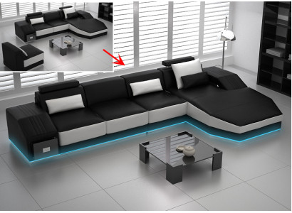 Modern leather sofa couch living landscape corner sofa corner set design decor
