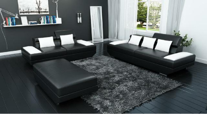 Leather sofa set 3+2 upholstered couch sofa set ottoman sofas - 2719A