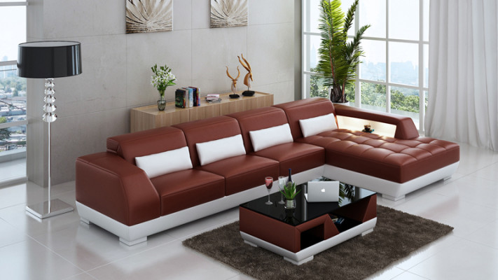 Leather Sofa Couch Living Area Corner Sofa Corner Suite Design Modern Sofa G8024C