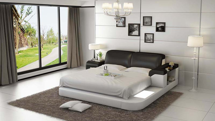 Luxury Bed + Lighting Leather Bed Beds Sofa Big 140/160/180 LB8807