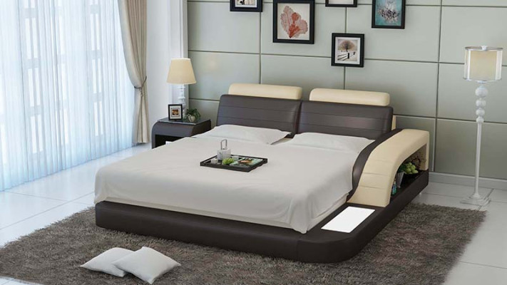 Upholstered Design Luxury Bed Beds Leather Modern Bedroom 140/160/180 cm