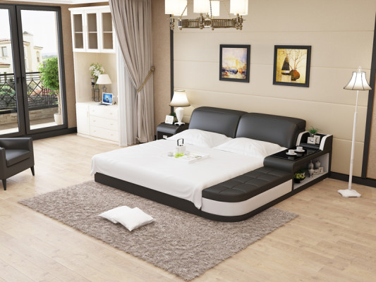 Design leather bed luxury upholstered beds double modern marriage 140/160/180 cm