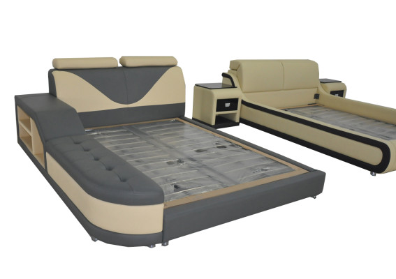 Design Luxury Bed Upholstery Matrimonial Hotel Modern Beds Leather 140/160/180/200 cm