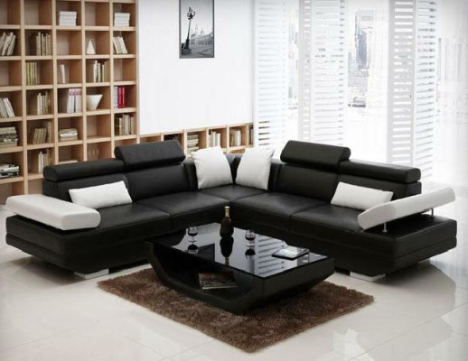 Upholstered corner sectional sofa couch set landscape leather - AlfredB