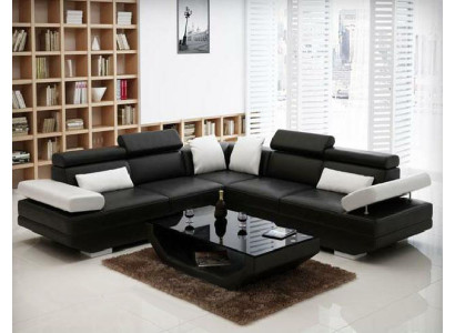 Upholstered corner sectional sofa couch set landscape leather - AlfredB