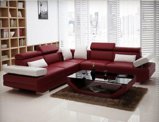 Upholstered corner sectional sofa couch set landscape leather - AlfredB