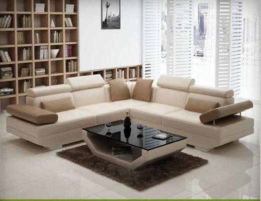 Upholstered corner sectional sofa couch set landscape leather - AlfredB
