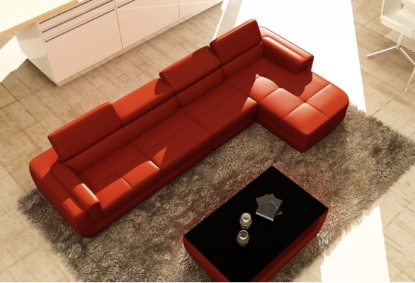 Corner sofa leather sofa living landscape L-shaped sofa couch upholstered seat corner Tettau white