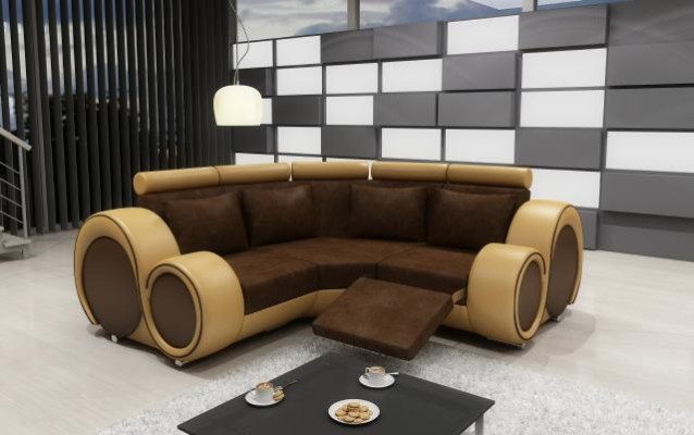 Corner leather textile fabric couch sofa set living landscape upholstery corner new LMII