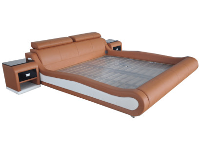 Luxury bed with USB upholstered double beds leather 140/160/180/200 LB8825