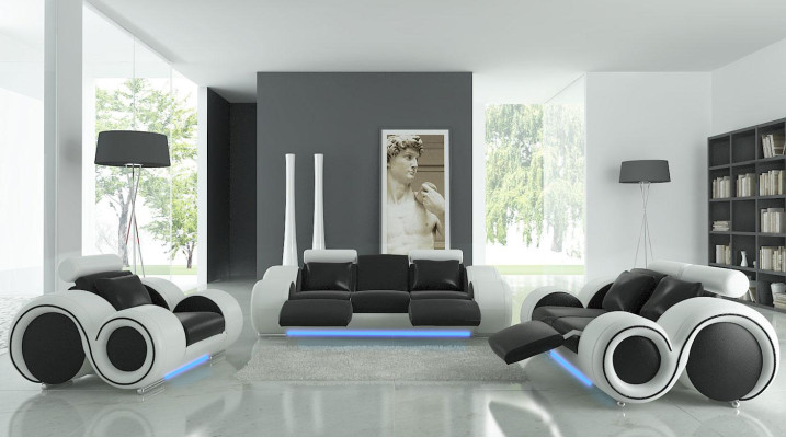 Leather Sofa Couch Living Room Set 3+2+1 Seater Suite Design Modern Sofa A1163D
