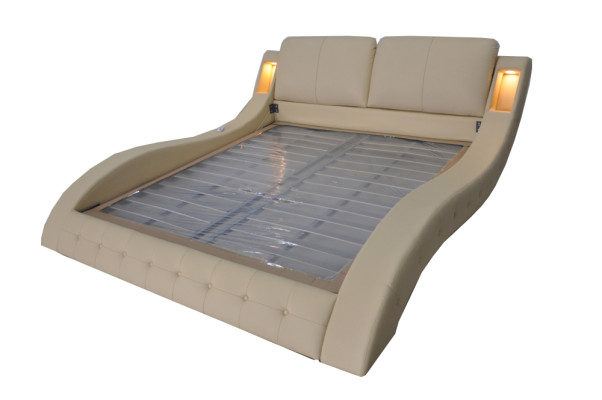 Design luxury bed upholstery marriage hotel modern beds leather 140/160/180/200 LB8824