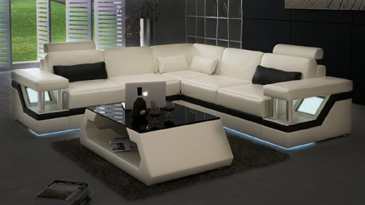 XXL leather sofa with USB upholstery living landscape corner couch leather corner sofa HAMBURG II
