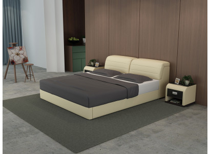 Leather bed with USB padding, luxury double bed 140/160/180 LB8827