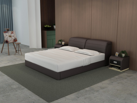 Leather bed with USB padding, luxury double bed 140/160/180 LB8827
