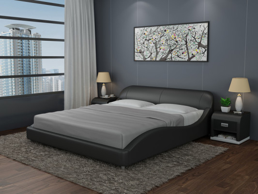 Design leather bed luxury upholstered double modern marriage 140/160/180 cm
