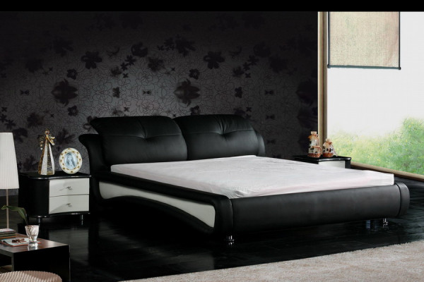 Double bed, beds, upholstered leather, designer, matrimonial, modern bed, bed frame, new 1206