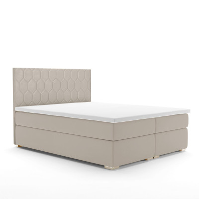 Box spring bed hotel luxury beds upholstery function box beige double 180x200