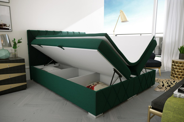 Double Bed Complete Set Mattress Box Spring Topper Beds Function Box Green