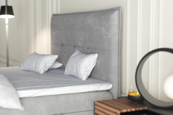 Box spring bed hotel double textile gray luxury beds upholstered storage bed function