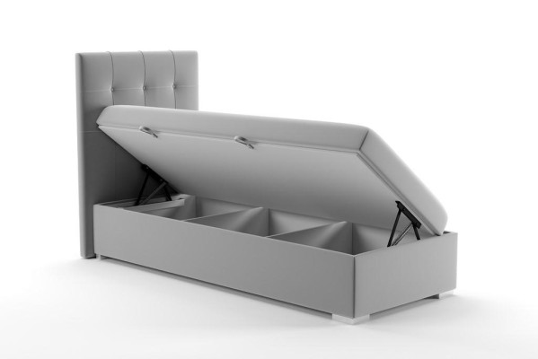 Luxury Box Spring Bed Hotel Beds Upholstered Function Bed Storage 90x200cm Gray New