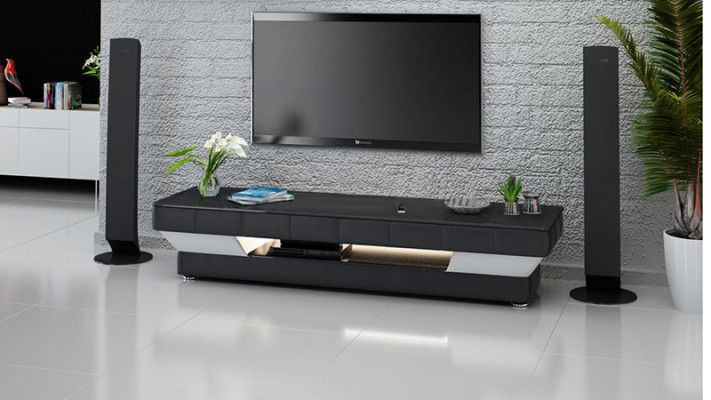 TV sideboard leather glass table television cabinet table lowboard Mo.J
