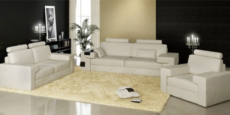 Leather sofa set 3+2+1 couch seat cushion sofa set Nassau B