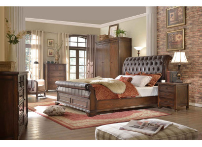 6-piece bedroom set (bed + 2x nightstand + 2x wardrobe + chest of drawers)